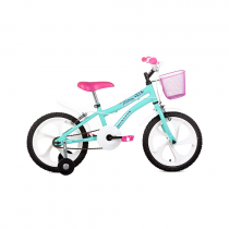 Bicicleta Aro16 Houston Tina Verde Água Com Cestinha e Rodinhas
