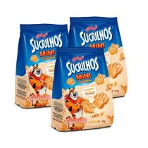 Combo 3 Unidades Mini Biscotinhos Sucrilhos Bag 110g Sabor Leite