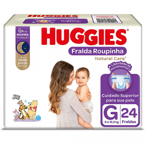 Fralda Huggies Roupinha Natural Care G 24 Unidades