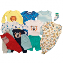 Kit 13 Peças Roupa Bebê Menino contendo Body Bebê Mijão Liso Estampado Macacão Shorts e Meia