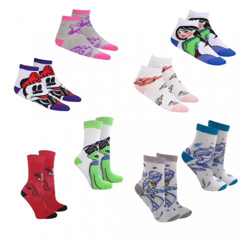 Kit 2 Pares Meia Infantil Feminino Disney