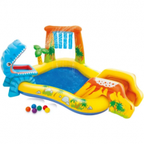 Piscina Playground Centro De Diversões Dinossauro 310 Litros Intex