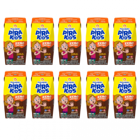 10 Unidades Achocolatado Zero Lactose Pirakids 200ml