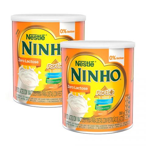 2 Latas Ninho Forti+ Zero Lactose 380g cada