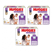 3 Pacotes Fralda Huggies Roupinha Natural Care XXG 52 unidades cada