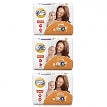 3 Pacotes Fralda Pom Pom Derma Protek M 86 Unidades