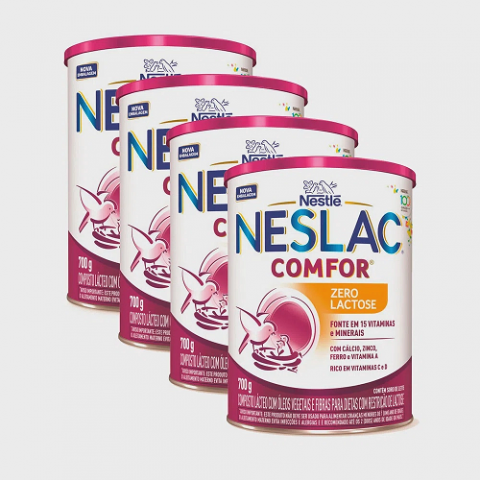 4 Latas Neslac Comfor Zero Lactose 700g cada
