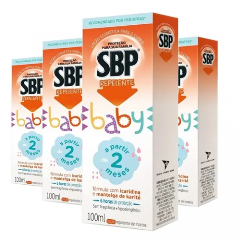 4 Unidades Repelente Corporal Infantil SBP Baby Loção 100ml