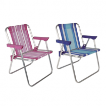 Cadeira de Praia Infantil Mor Alta Alumínio Rosa ou Azul