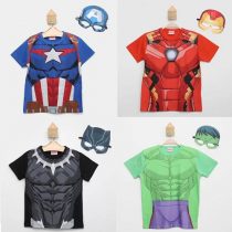 Camiseta Infantil Marvel Avengers Hérois Com Máscara