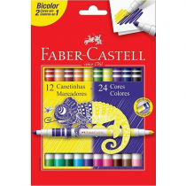 Canetinha Hidrográfica Bicolor Faber-Castell 24 Cores