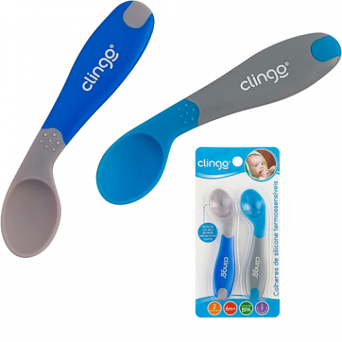 Colher Silicone Termosensivel Colors Azul Clingo