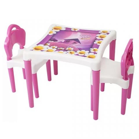 Mesinha com 2 Cadeirinhas Casinha Flor Estilo Xalingo