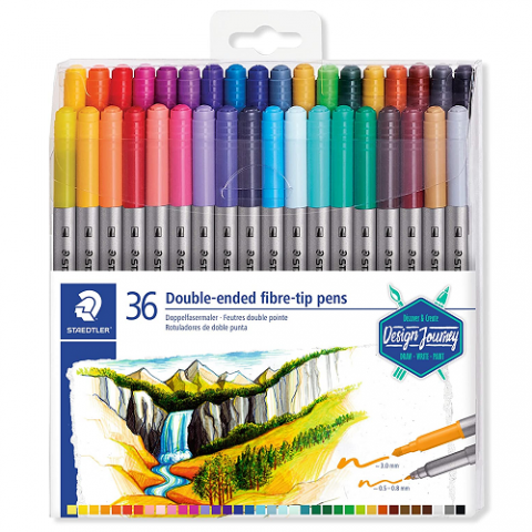 Estojo de Caneta Hidrocor Ponta Dupla 36 Cores Staedtler