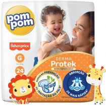 Fralda Pom Pom Derma Protek G 24 Unidades