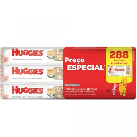 Lenço Umedecido Huggies Puro e Natural 288 unidades