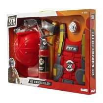 Kit Colete com Capacete e Extintor Brincando De Ser Bombeiro Multikids