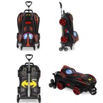 Mochila Escolar 3D com 6 Rodinhas Batman Chrome Wheels Maxtoy