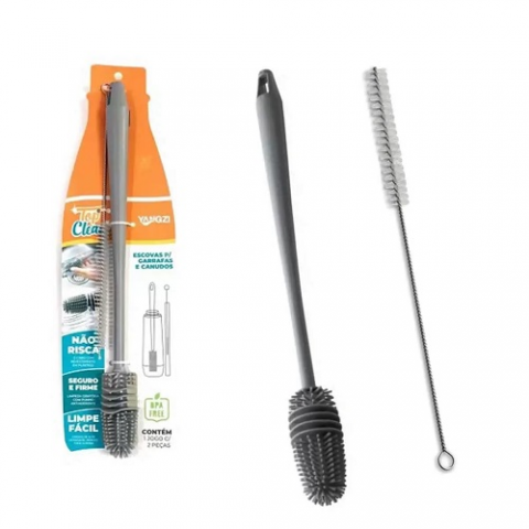 Escova Silicone Para Lavar Garrafas Mamadeiras Copos e Taças Yazi
