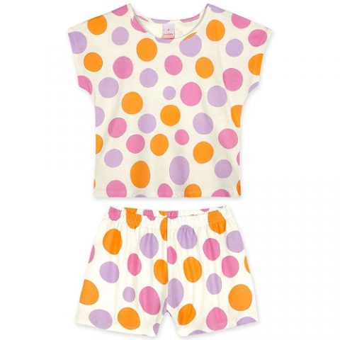 Pijama Bolinhas Curto Com Aroma Malha Menina Marisol