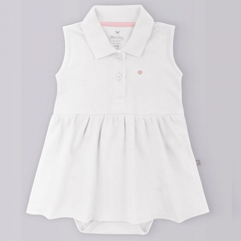 Vestido Bebê Menina Gola Polo Hering Kids Off White