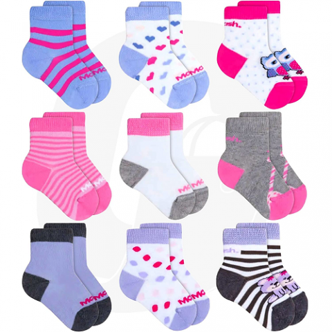 Kit 09 Pares Meias Bebê Mash