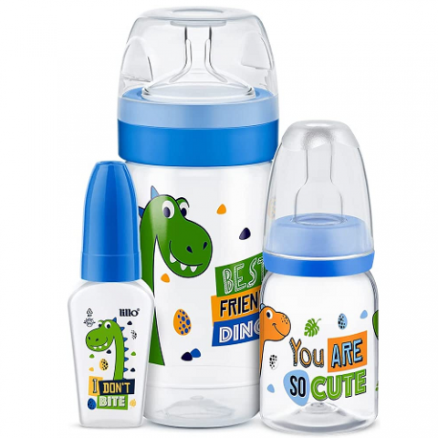 Kit 3 Mamadeiras Evolution Magia 50/120/300ml Dino Lillo