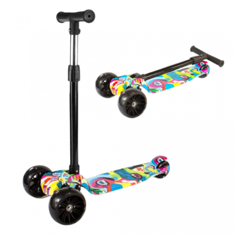 Patinete Infantil 3 Rodas Dobravel com LED Suporta até 70kg