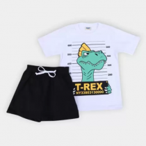 Pijama Curto Infantil Duzizo T-Rex Brilha no Escuro