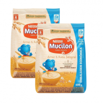 2 Unidades Cereal Mucilon Arroz e Aveia 600g
