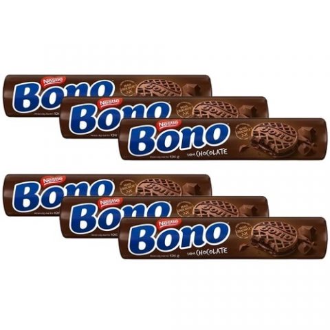 6 Pacotes Bono Recheado Chocolate 126g