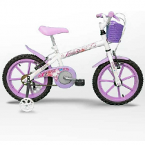 Bicicleta Aro 16 Pinky Branco e Lilás Track Bikes