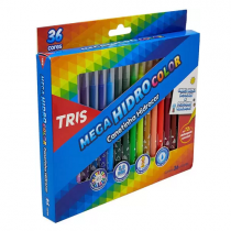 Canetinha Tris 36 Cores Mega Hidrocolor Cores Intensas