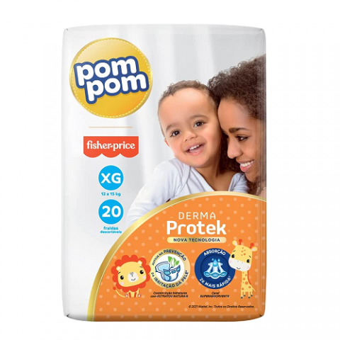 Fralda Pom Pom Derma Protek Jumbo XG 20 Unidades