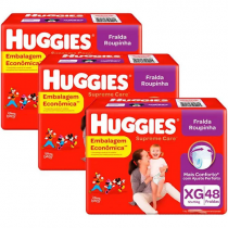 3 Pacotes Fralda Huggies Roupinha Supreme Care XG 48 Unidades