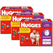 3 Pacotes Fralda Huggies Roupinha Supreme Care XXG 48 Unidades