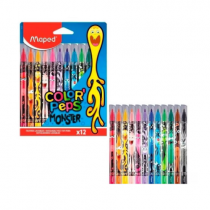 Conjunto 12 Canetinhas Hidrografica Color Peps Monsters X Maped