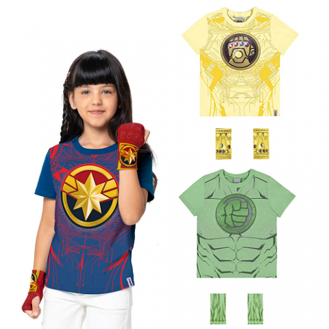 Camiseta Infantil Vingadores + Par de Luvas Malwee Kids