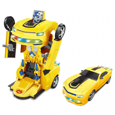 Carro Robô Warriors Bate e Volta Zoop Toys Amarelo