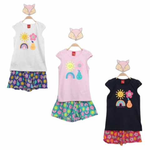 Conjunto Infantil Kyly Aroc-Íris Blusa + Short