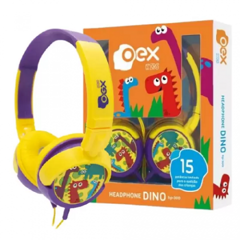 Fone De Ouvido Kids Giratório Oex Kids Dino Hp300 85db