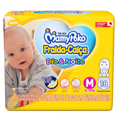 Fralda-Calça MamyPoko Dia & Noite M 18 unidades