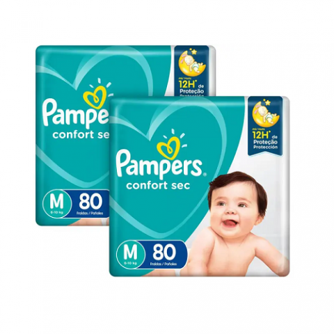 Kit Fralda Pampers Confort Sec M 160 Unidades