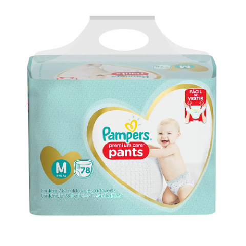 Fralda Pampers Premium Care Pants M 78 Unidades