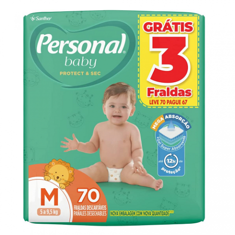 Fralda Personal Protect e Sec M 70 Unidades