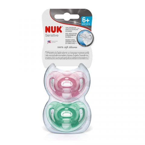Kit 2 Chupetas Sensitive Soft Girl S2 NUK (6-18 Meses)