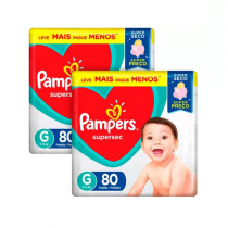 Kit 2 Fraldas Pampers Supersec G 80 unidades cada