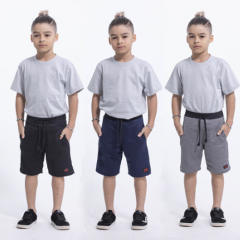 Kit 3 Bermudas Moletom Infantil Gorilla Wear