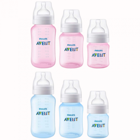 Kit 3 Mamadeiras Classic Anticólica 125/260/330ml Philips Avent Azul ou Rosa