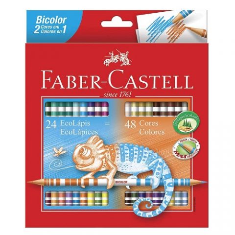 Lápis de Cor Ecolápis Bicolor 24 Lápis/48 Cores Faber Castell